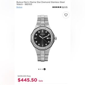 Bulova Men's Marine Star Diamond Stainless Steel Watch 98D103